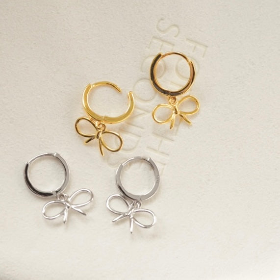 ribbon earrings | silver