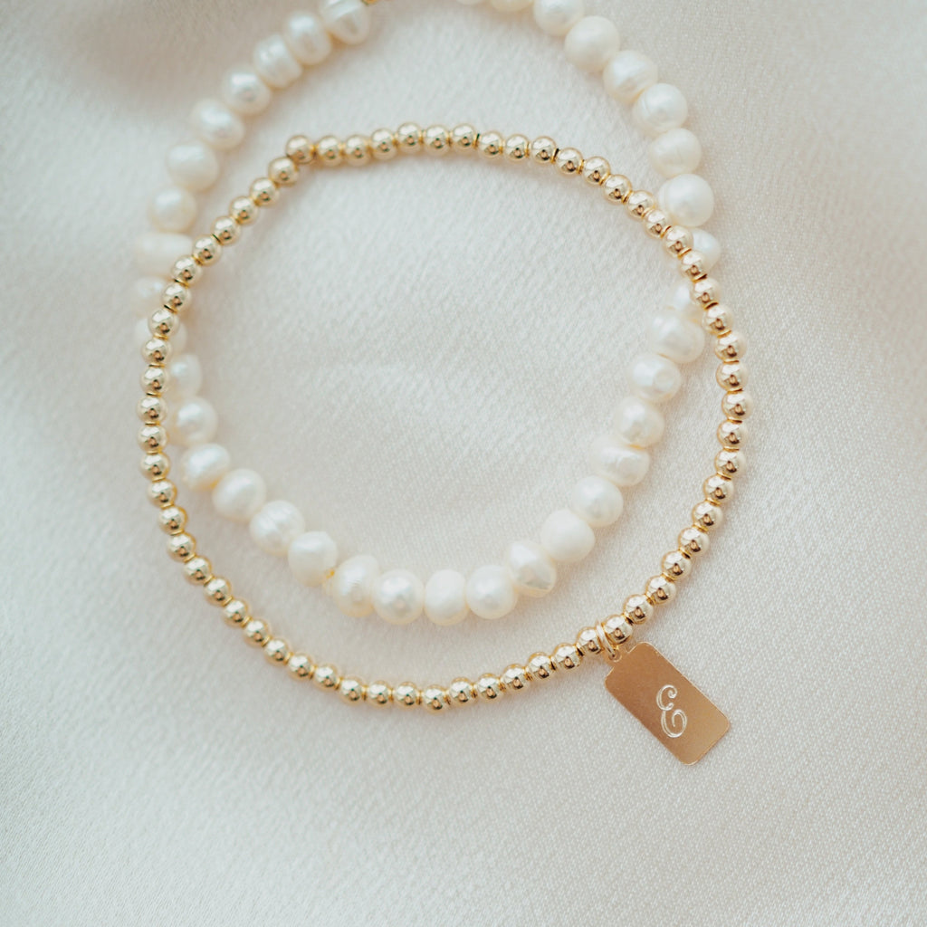 bracelet bundle (pearl + gold 3mm)