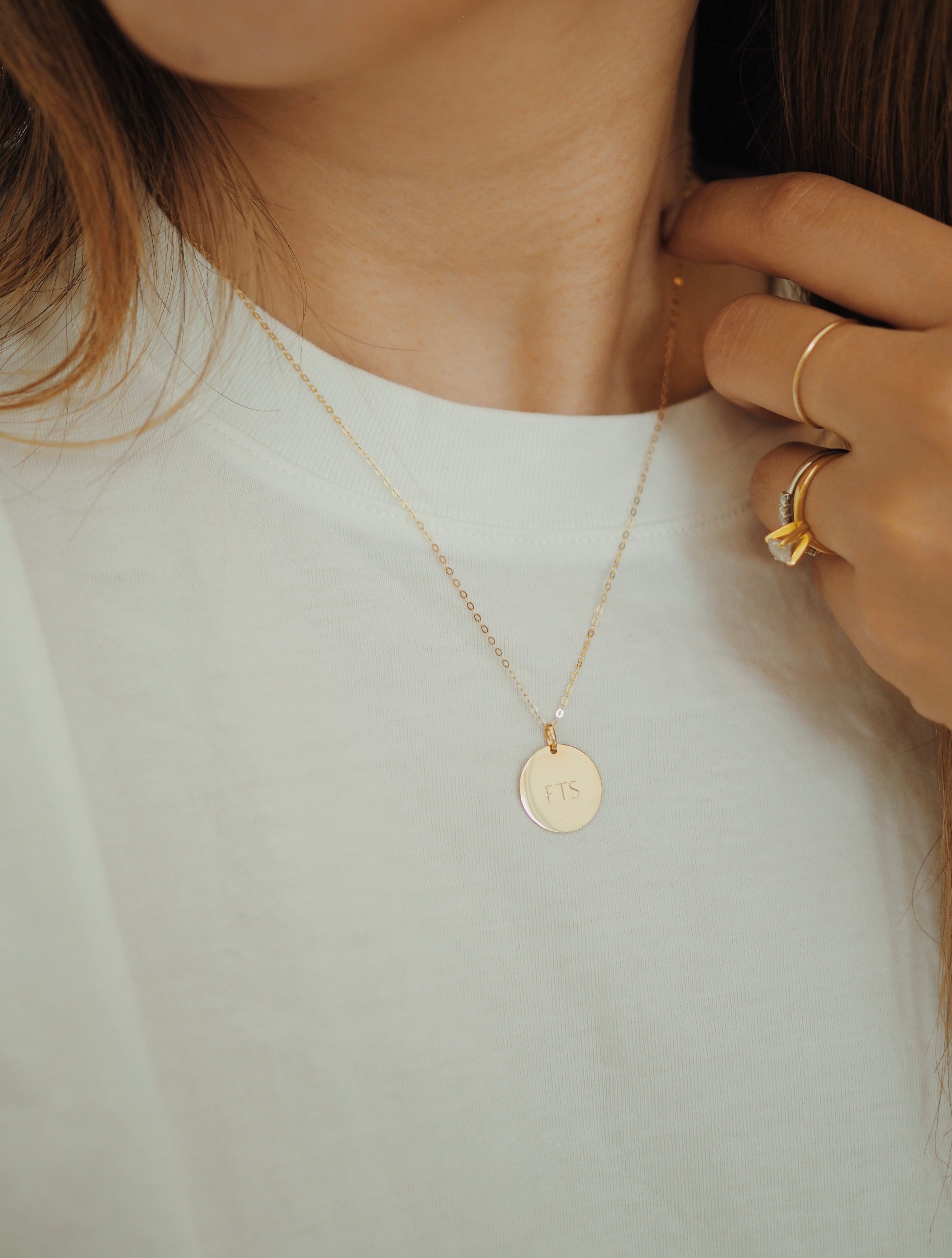 Solid Gold - 16mm Disc Necklace
